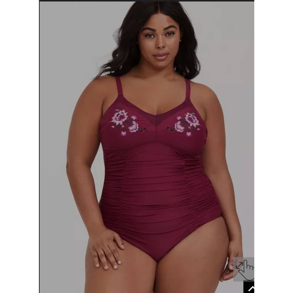 Torrid Wireless Mesh Trim One Piece Swimsuit